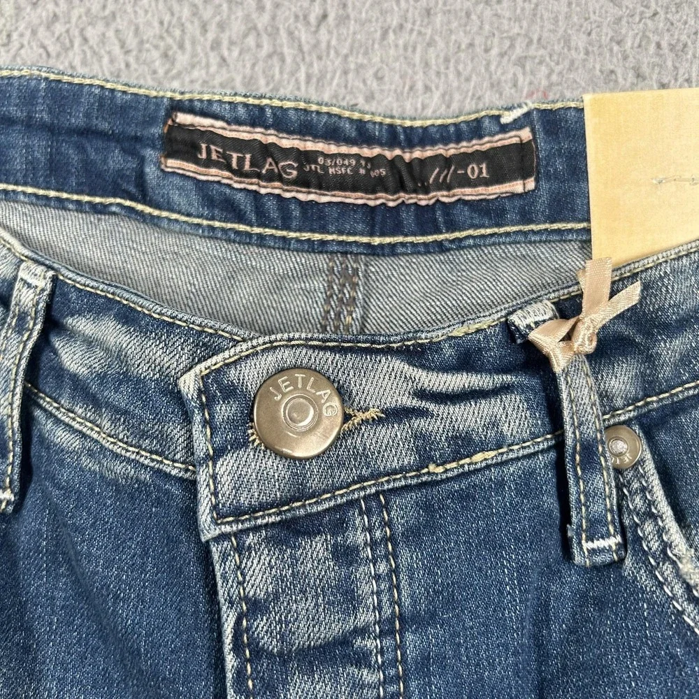 Jetlag Jeans Mens 32 Blue‎ Medium Wash Skinny Stretch Distressed Denim Jeans